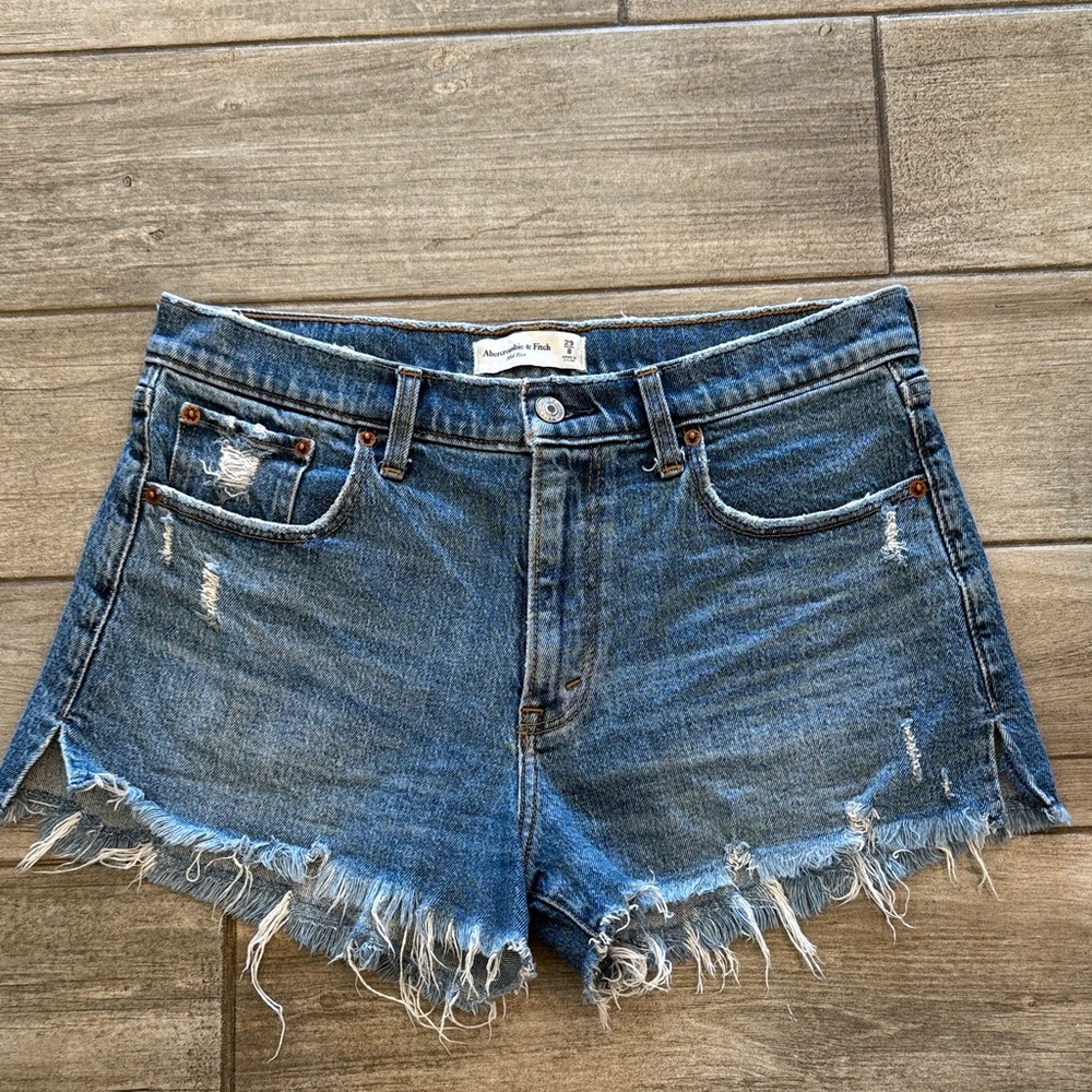 Abercrombie & Fitch Midrise Distressed Denim Cutoff Shorts